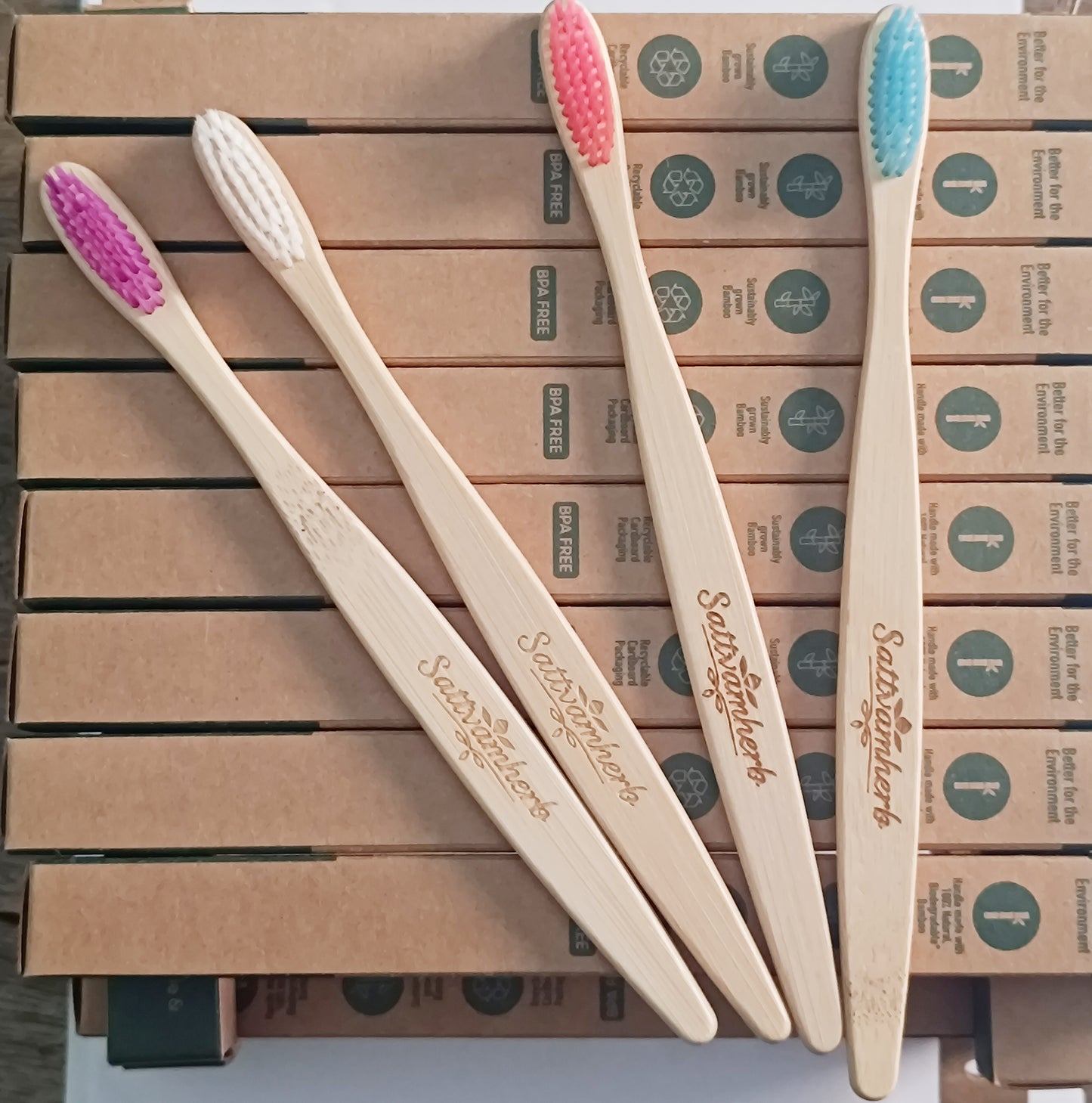 Eco-Friendly Bamboo Toothbrush Set of 4 | Soft Bristles for Sensitive Teeth & Gums | Sustainable, Biodegradable & Plastic-Free Oral Care