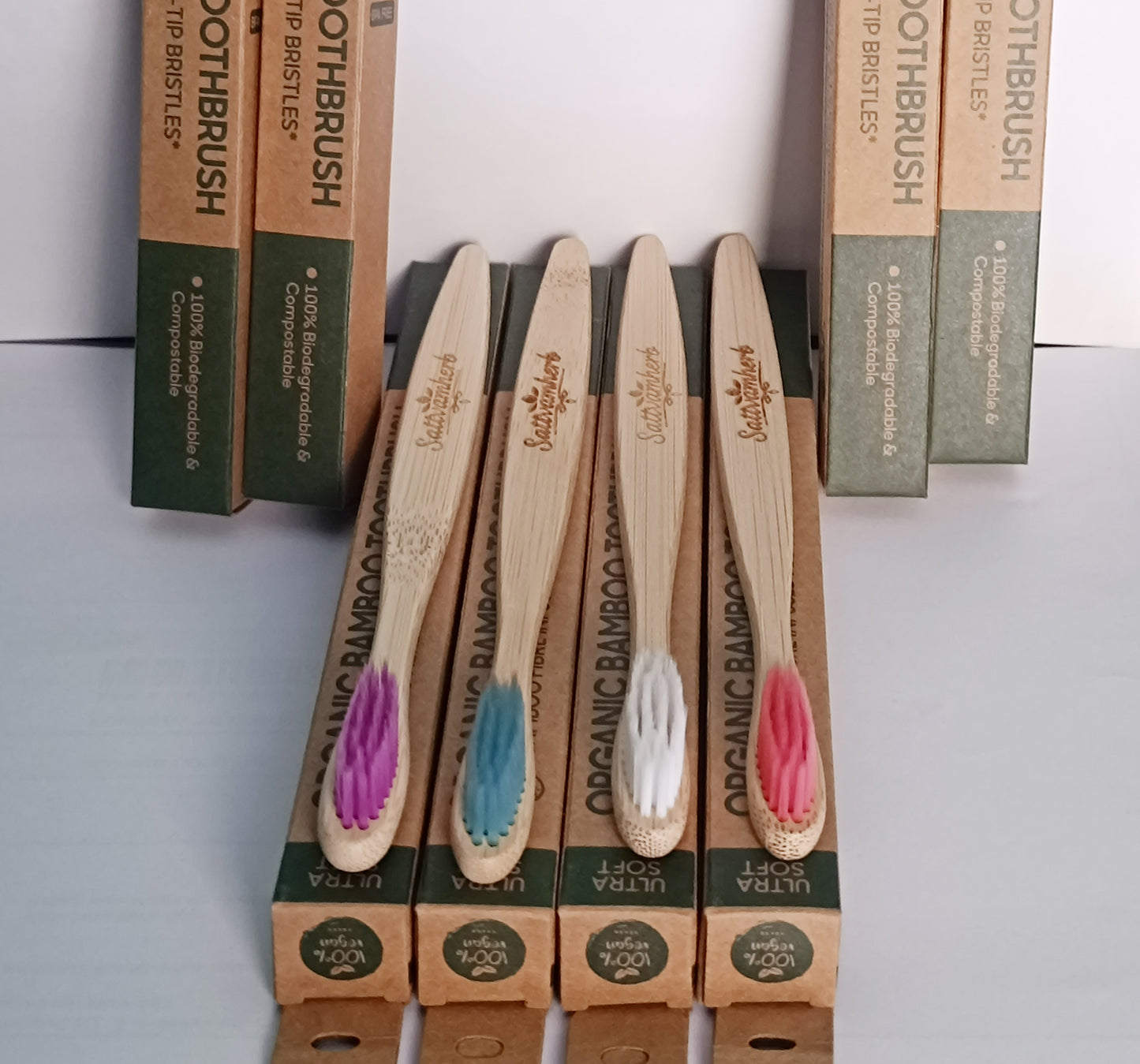 Eco-Friendly Bamboo Toothbrush Set of 4 | Soft Bristles for Sensitive Teeth & Gums | Sustainable, Biodegradable & Plastic-Free Oral Care