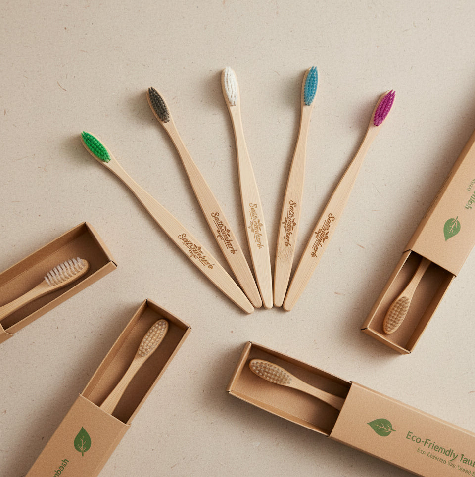 Eco-Friendly Bamboo Toothbrush Set of 4 | Soft Bristles for Sensitive Teeth & Gums | Sustainable, Biodegradable & Plastic-Free Oral Care