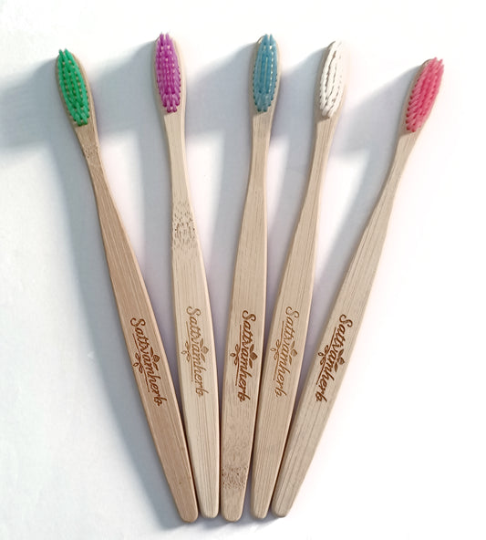 Eco-Friendly Bamboo Toothbrush Set of 4 | Soft Bristles for Sensitive Teeth & Gums | Sustainable, Biodegradable & Plastic-Free Oral Care